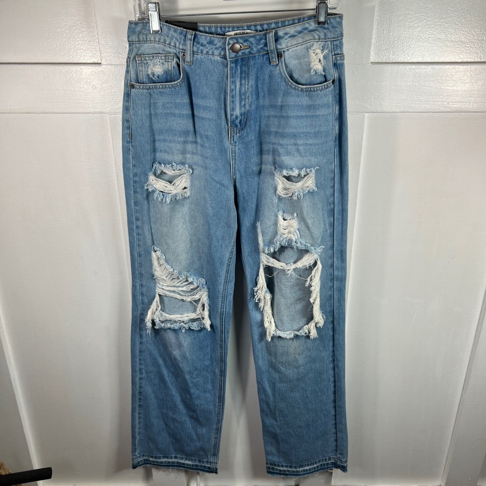 American Bazi High Rise Distressed Boyfriend Jeans Light Wash RJH-5495 Size 5